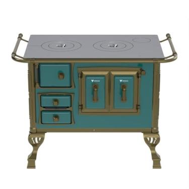 Imagem de Fogão a Lenha N 1 Colonial Turquesa Sem Tampa Saida Direita