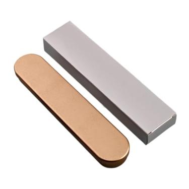 Imagem de KiBcsLic Organizador de pincéis de maquiagem, recipiente para armazenamento de canetas, estojo retangular elegante de metal para pincéis de maquiagem, canetas, Forro de Esponja Dourada