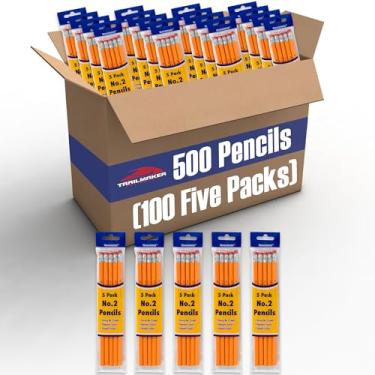 Imagem de Trail maker Lápis de grafite HB #2 com caixa de madeira – Lápis não apontados em pacotes de volume (500 lápis)