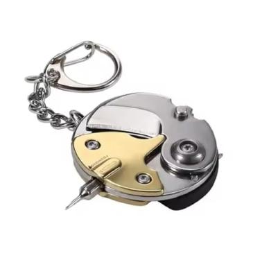 Imagem de Chaveiro mini canivete dobrável com bits magnético de chaves de fenda (dourado)