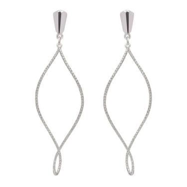 Imagem de Brinco Torcido Jateado Trabalhado M Banhado Prata 925 - Papillon Semi 