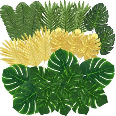Imagem de Folhas de palmeira artificiais QUANQIUFEI para decoração de festas x10