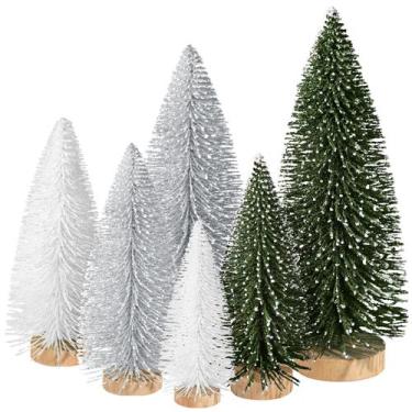 Imagem de Mini árvores de decoração de Natal KPX, 6 unidades com 4 tamanhos de v