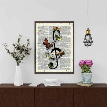 Imagem de Quadro Decorativo Nota Musical - Borboletas 45X34Cm