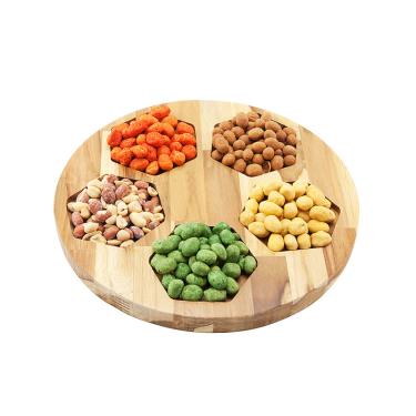 Imagem de Petisqueira Redonda Tabua Madeira Teca 5 Divisoes