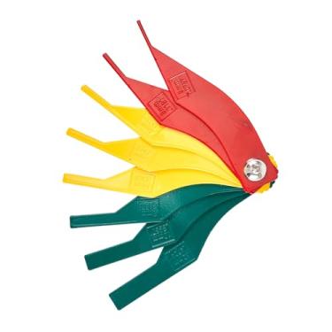 Imagem de Ferramenta de medição de espessura de forro de freio de metal - Conjunto de 8, régua de medição de pastilha de freio automotiva, medidor de abertura de pastilha de freio, acabamento de alta