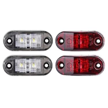 Imagem de Kit 04 Lanternas Led 12/24v Vigia Teto Van Bau Caminhão Barco Cor Cristal/Vermelho KLX