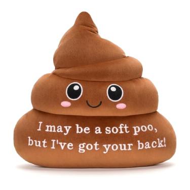 Imagem de HOMQYTE Funny Poop Throw Pillow Decorative Positive Poo Stuffed Plush Cushion for Couch Home Decor Christams Gag Gifts (Brown)