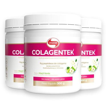 Imagem de Kit 3 Colágeno Hidrolisado Colagentek 300G Maçã Verde