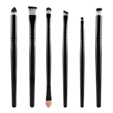 Imagem de Kit de pincéis de maquiagem de sombra sintética macia para delineador de olhos - Conjunto profissional para mistura de líquidos e pó - para viagens - presente para ela - Versátil - Preto