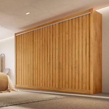 Imagem de Guarda-roupa Casal Ripado 3 Portas e 6 Gavetas 100% Mdf York 3r Peroba