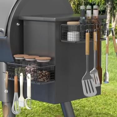 Imagem de viespe Conjunto de 2 caixas de armazenamento magnéticas para churrasqueiras Traeger, prateleira para fumantes ao ar livre, Pit Boss, Z-Grills, caixas de ferramentas, refrigerador, etc
