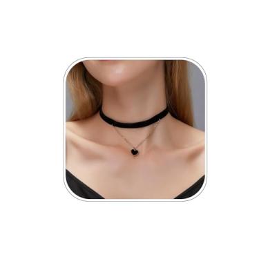 Imagem de Colar gargantilha de veludo com coração vermelho e preto para mulheres, colares góticos, bijuterias de festa de Halloween, One Size, Metal, Sem Pedra Preciosa