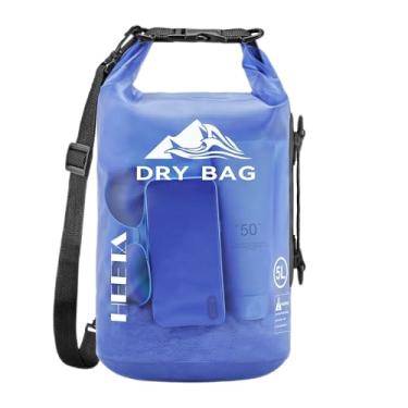 Imagem de HEETA Bolsa seca à prova d'água para mulheres e homens, bolsa de armazenamento a seco leve com capa de telefone para viagem, natação, barco, caiaque, prancha de remo para acampamento, acessórios de
