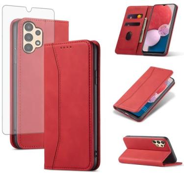 Imagem de Asuwish Capa carteira flip para celular Samsung Galaxy A13 4G/5G com protetor de tela de vidro temperado, fecho magnético, capa fólio, compartimento para cartão de crédito, suporte para A04s M13 G5 A
