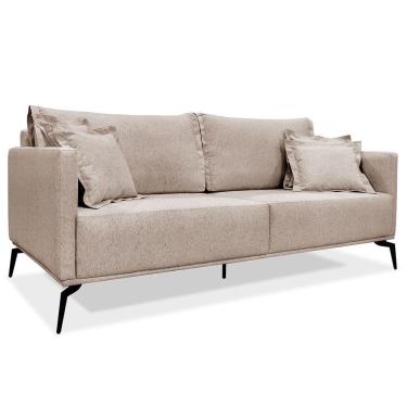 Imagem de Sofá Living 2 Lugares 1,80M Sirius Linho Pés Metálicos Areia