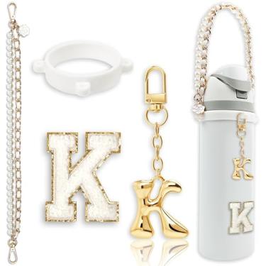 Imagem de BydGxy Conjunto de alças com pingente de letras fofas para garrafa de água Owala 680 g, 947 ml, 1,134 g, Owala Kids, copo de café Owala, Owala FreeSip – Compatível com acessórios Owala e Stanley Cup