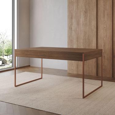 Imagem de Mesa Industrial De Jantar Amêndoa 137X90Cm Retangular Filadélfia Base Ferro Cobre Cor: Amendoa