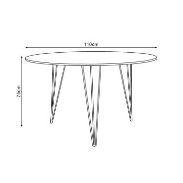 Imagem de Mesa Jantar Redonda 110Cm Amêndoa Clips 3 Pés Com 5 Cadeiras Eames Eiffel Pretas Ferro Branco