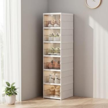 Imagem de Sapateira Vertical de 6 Andares Organizador para Sapatos e Tênis Empilhável e Dobrável com Tampa Acrílica