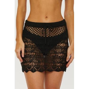 Imagem de ISABELLA ROSE Tuscany Mini saia de crochê conversível, casual, saída de praia para mulheres, Preto, M