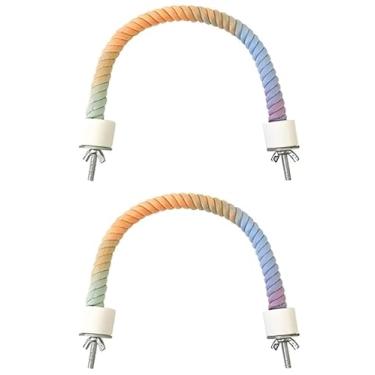Imagem de 2 poleiros de corda para gaiolas de pássaros, poleiro de corda para papagaios, calopsitas e periquitos, acessórios de gaiola de pássaros