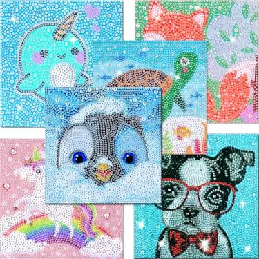 Imagem de WOOPAOD Kits de pintura de diamante para crianças, 6 peças, arte de diamante 5D, arte de diamante 5D, arte por número, kits de arte e artesanato para crianças de 6 a 8 a 10 a 12 anos, meninas, meninos