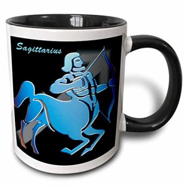 Imagem de 3dRose 3dRose Signo do Zodíaco Sagitário - Caneca preta de dois tons, 325 ml, preto/branco