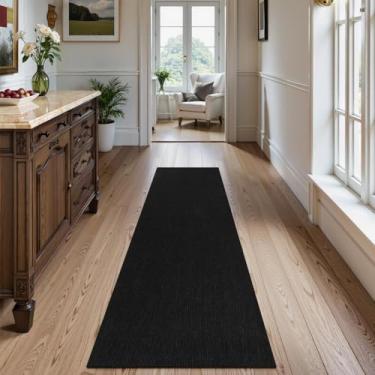 Imagem de Uphome Tapete de corredor longo para corredor, tapete de cozinha boho lavável 5 x 20 cm, antiderrapante trançado de algodão Famhouse corredor de entrada de pelo baixo, corredor de piso resistente a