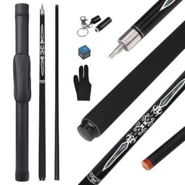 Imagem de elraxw Taco de sinuca com estojo rígido de 13 mm, ponta de 6 camadas, bastão profissional de taco de bilhar de fibra de vidro para tacos de bilhar para adultos, homens, jogadores, 538 g, 144,8 cm