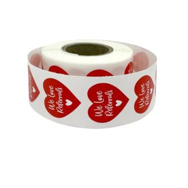 Imagem de Adesivos em forma de coração, selador de envelope - vermelho We Love Referral Small Business Marketing Supply Label