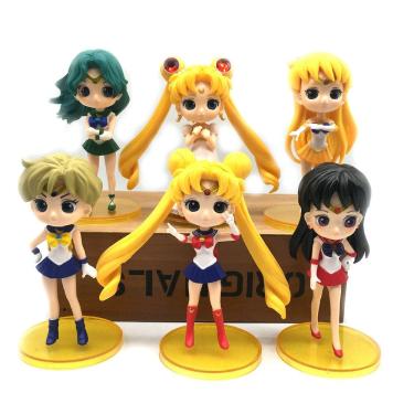 Imagem de Coleção de brinquedos de figuras de anime Sailor Moon, 6 unidades, modelo 11 cm