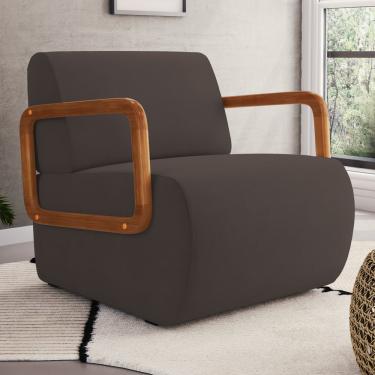 Imagem de Poltrona Decorativa Orgânica Living Kavya Veludo Marrom - Desk Design