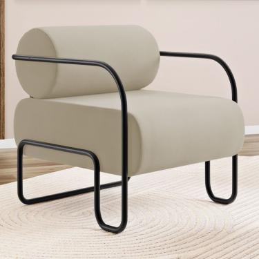 Imagem de Poltrona Decorativa Orgânica Living Miska Veludo Bege - Desk Design