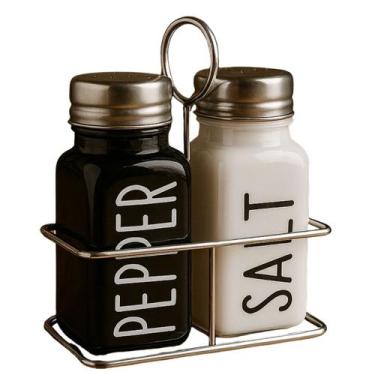 Imagem de Porta Condimento Sal e Pimenta Com Suporte De Aço Inox - Qhouse com e 