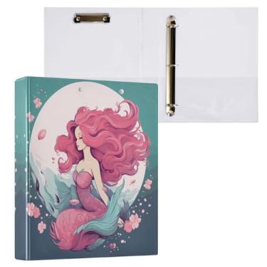 Imagem de Qilmy Lindo organizador de fichário de menina sereia, fichário de 3 anéis com prancheta (carta A4), fichário fofo para material de escritório escolar 11