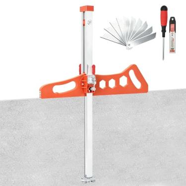 Imagem de AIWFL Ferramenta de corte de drywall dobrável, ferramenta de corte de drywall de posicionamento duplo com 23 rodas, corte de placa de gesso de escala dupla de 1,5 a 61 cm para decoração de parede