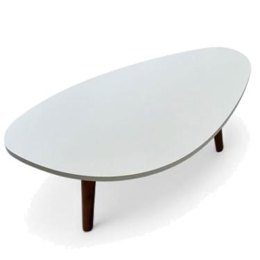 Imagem de Mesa Central De Sala De Estar, Pernas De Madeira – Ponto Focal Da Sala De Estar(Branco)