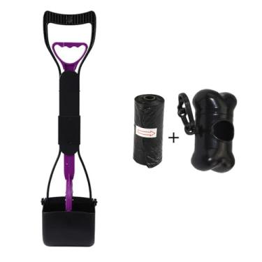 Imagem de Scooper para cachorro e gato dobrável com cabo longo de 18 saco lixo caixa armazenamento em forma osso cães gatos Operaç