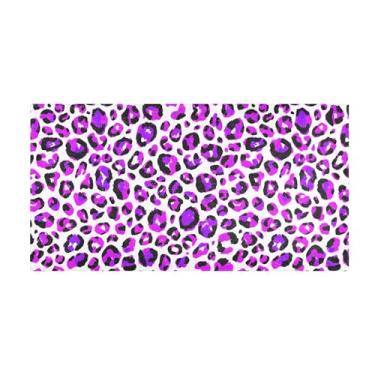 Imagem de Burbuja Tapete de corredor roxo estampa de leopardo tapete de cozinha antiderrapante tapete de borracha para corredor, quarto, sala de estar, decoração de entrada, lavável na máquina, 51 x 99 cm