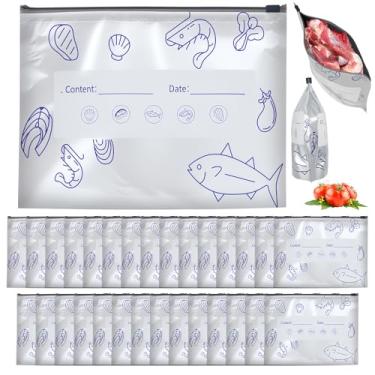 Imagem de Saco de armazenamento selável de folha de alumínio reutilizável, 30 peças, sacos de vedação de frescor espessa à prova de vazamento com zíper, 3 tamanhos de sacos de congelador de armazenamento de
