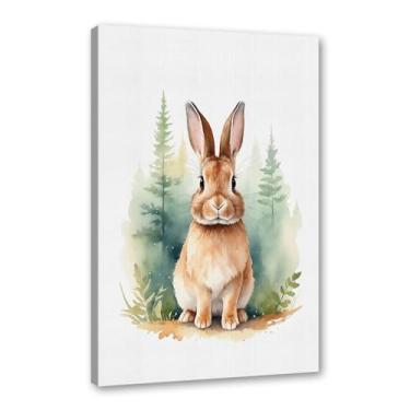 Imagem de Arte de parede de berçário botânico fofo safári floresta nebulosa urso coelho raposa lobo guaxinim cervo girafa zebra tigre aquarela decoração de quarto infantil (SKU1,27.9x35.6 cm = (28x35 cm