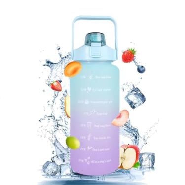 Imagem de Garrafa de Água Motivacional 64 OZ Meio Galão com Caneta Palheta e Escova À Prova Vazamentos BPA Reutilizável Beba Suficiente Diariamente para Atividades Fitness Academia Esportes PC PP Grau Alimentar