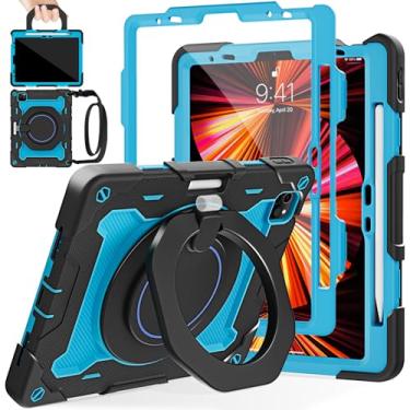 Imagem de ROISKIN Capa para iPad Air 11 polegadas M3/M2, iPad Pro 11 polegadas 4ª/3ª/2ª/1ª geração, iPad Air 5ª/4ª 11 polegadas, resistente à prova de choque com alça de ombro 360 suporte para caneta, adequado