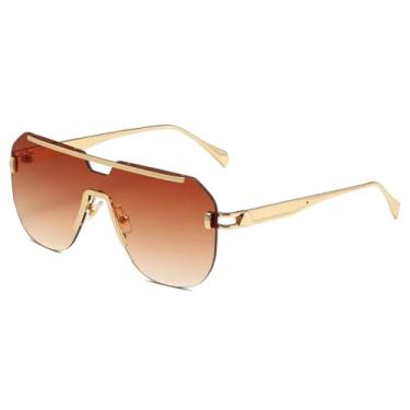 Imagem de HCPIHF Óculos de sol grandes femininos, fashion, com lentes degradê, peça única, masculino, UV400, retrô, para áreas externas (C03)