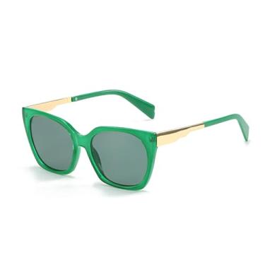Imagem de HCPIHF Óculos vintage femininos, armação moderna, lentes luxuosas, decoração feminina (verde)