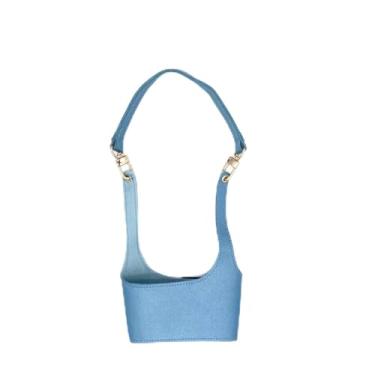 Imagem de VIZEMO Capa protetora para xícara de café, bolsa de couro com suporte para garrafa de água, suprimentos de viagem para acampamento ao ar livre (azul)