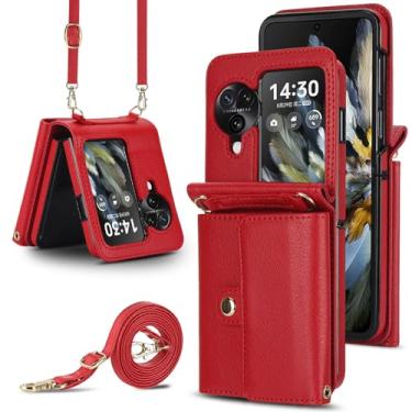 Imagem de Capa carteira flip Oppo Find N3, porta-cartões com bloqueio RFID e alça destacável, couro durável e TPU, 4 compartimentos para cartão, proteção contra quedas, capa flip com suporte para uso diário