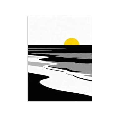 Imagem de Pôster paisagem - Mar Negro e Branco - Impressões em Tela - Imagem Moderna Natureza para Sala de Estar Decoração 80x105cm Sem Moldura