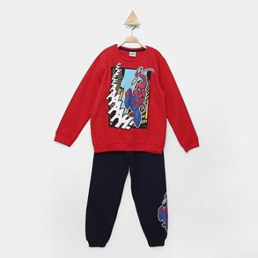 Imagem de Conjunto Moletom Infantil Longo Marvel Spider Man Menino-Masculino